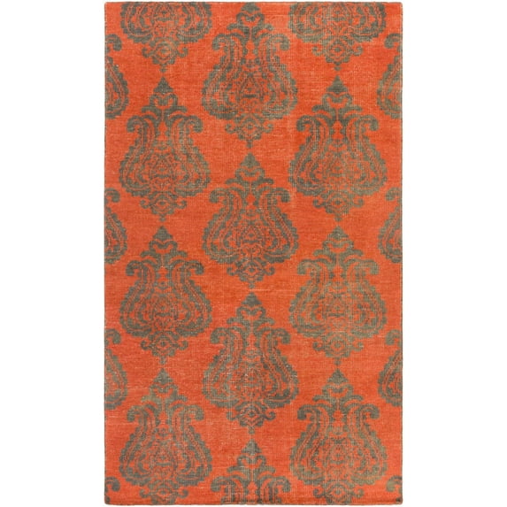 Mark&Day Wool Rugs, 2x3 Memphis Global Coral/Charcoal Area Rug, Orange Grey Carpet for Living Room, Bedroom or Kitchen (2' x 3')
