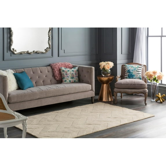 Mark&Day Wool Rugs, 2x3 Menton Modern Khaki Area Rug, Beige Carpet for Living Room, Bedroom or Kitchen (2' x 3')