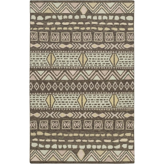 Mark&Day Wool Rugs, 2x3 Monticello Global Brown/Blue Area Rug, Brown Pink Blue Carpet for Living Room, Bedroom or Kitchen (2' x 3')