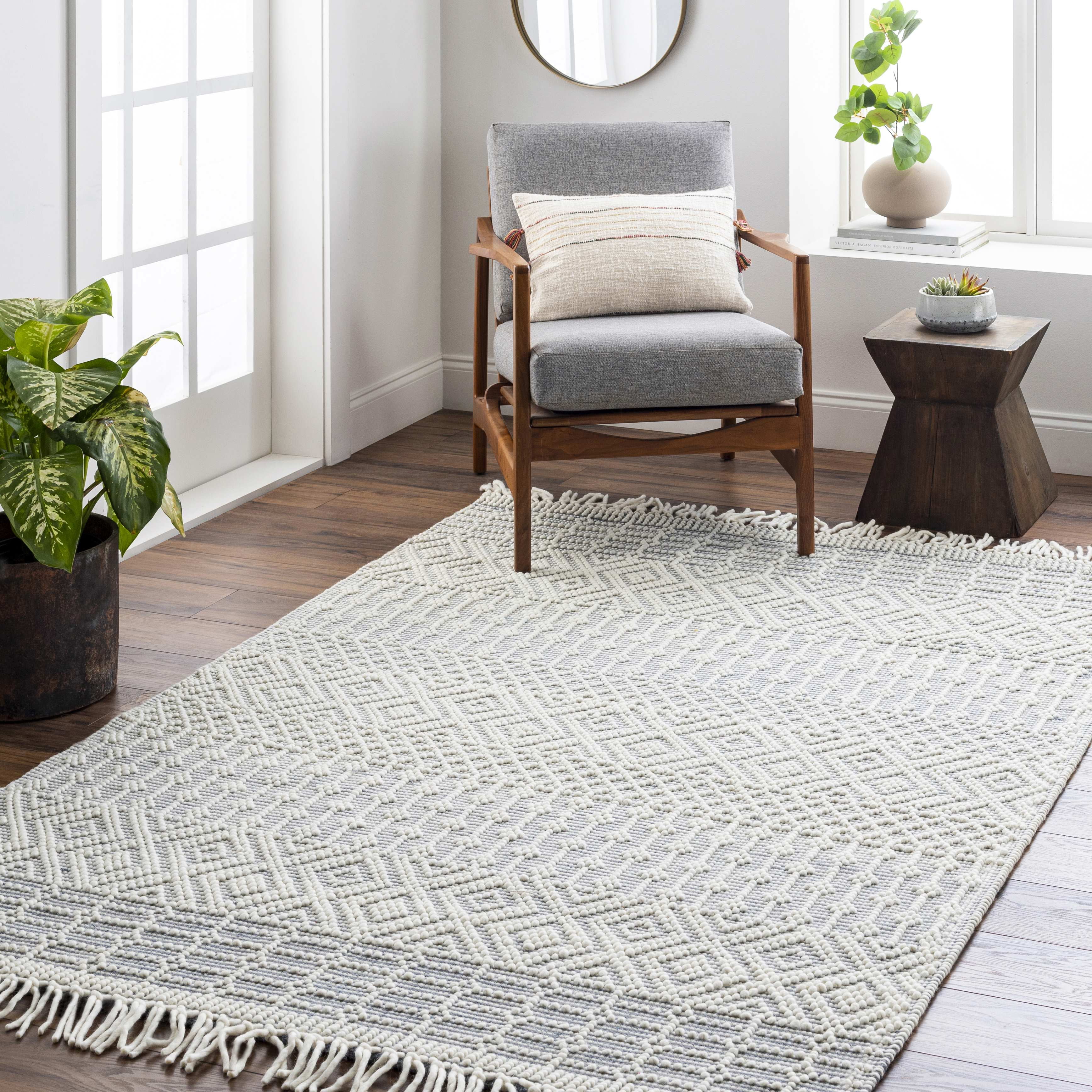 Mark&Day Wool Rugs, 2x4 Gratz Global Denim Area Rug, Blue Beige Carpet ...