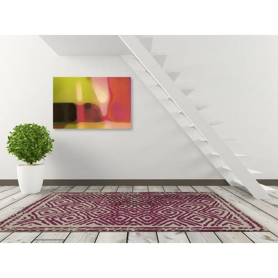 Mark&Day Wool Rugs, 2x8 Ashland Modern Pink/Beige Runner Area Rug, Purple Beige Carpet for Hallway, Kitchen, Bedroom or Living Room (2'6" x 8' Runner)