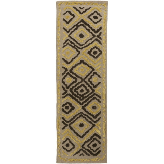 Mark&Day Wool Rugs, 2x8 Ashville Global Wheat Runner Area Rug, Grey Tan Brown Carpet for Hallway, Kitchen, Bedroom or Living Room (2'6" x 8' Runner)