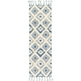 thumbnail image 1 of Mark&Day Wool Rugs, 2x8 Didina Global Shag Dark Blue Runner Area Rug, Blue Cream White Carpet for Hallway, Kitchen, Bedroom or Living Room (2'6" x 8' Runner), 1 of 6