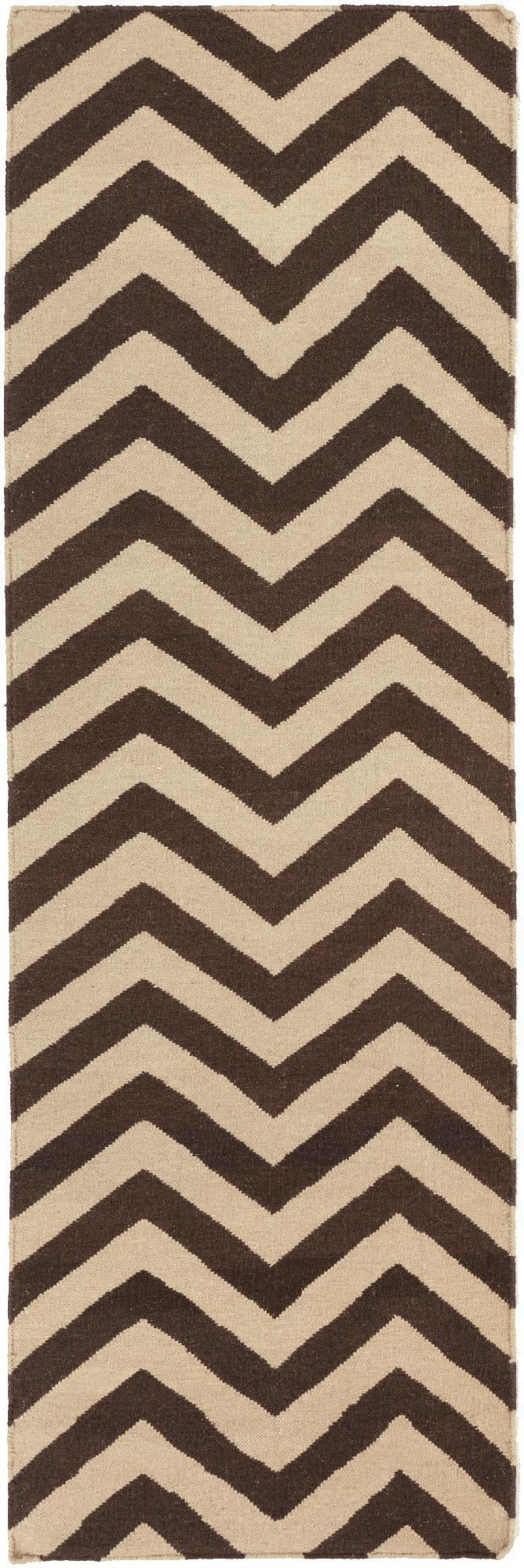 Mark&Day Wool Rugs, 2x8 Escondido Modern Dark Brown Runner Area Rug ...