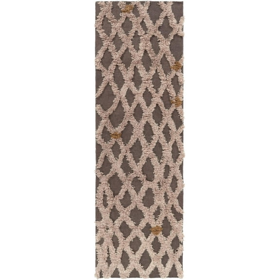 Mark&Day Wool Rugs, 2x8 Madrid Modern Shag Brown/White Runner Area Rug, Brown Beige Carpet for Hallway, Kitchen, Bedroom or Living Room (2'6" x 8' Runner)