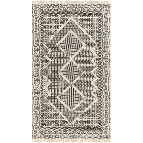 Mark&Day Wool Rugs, 2x8 Nishnabotny Cottage Dark Gray Runner Area Rug, Grey Beige Carpet for Hallway, Kitchen, Bedroom or Living Room (2'6" x 8' Runner)