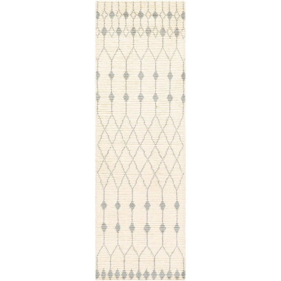 Mark&Day Wool Rugs, 2x8 Quincy Global Cream Runner Area Rug, Cream Grey Carpet for Hallway, Kitchen, Bedroom or Living Room (2'6" x 8' Runner)