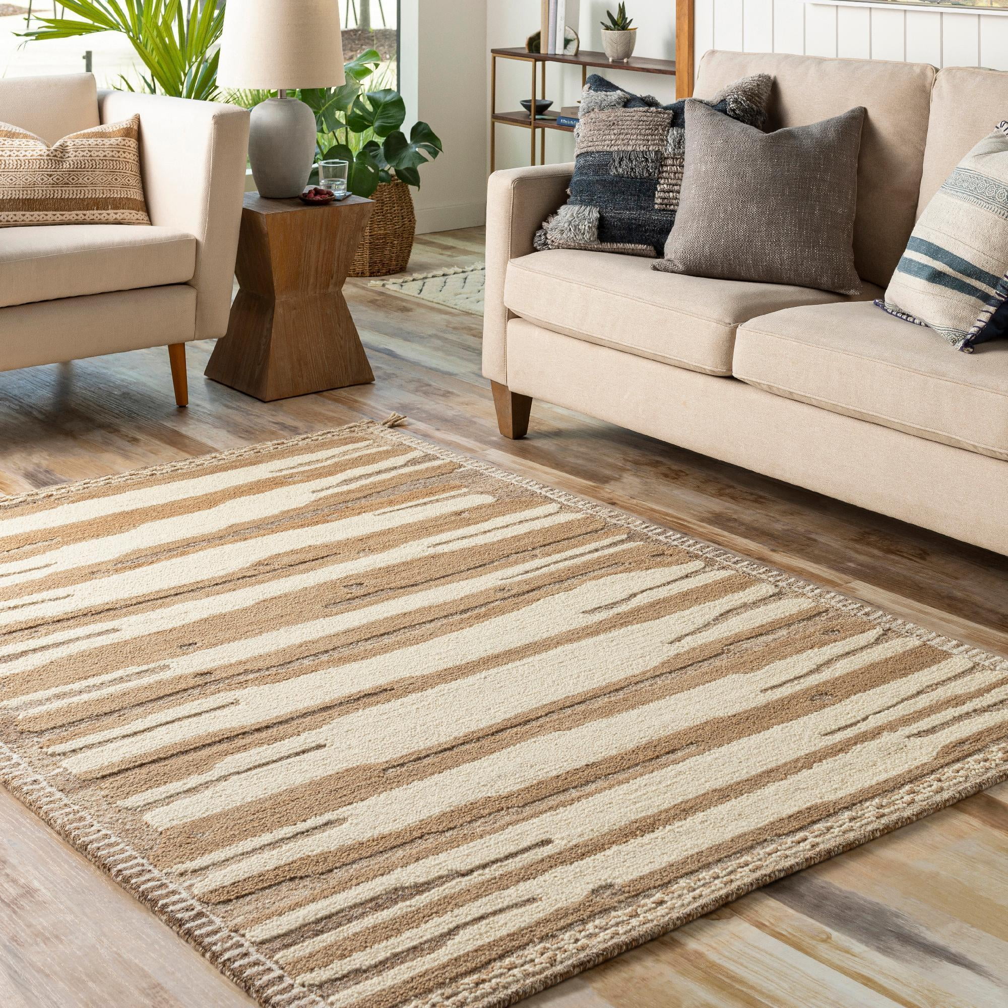 Mark&Day Wool Rugs, 3x5 Windfall Global Beige Area Rug, Brown Light ...