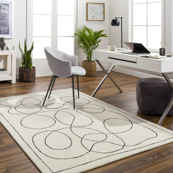 Mark&Day Wool Area Rugs, 5x7 Kazafani Modern Ivory Area Rug (5' x 7'6")