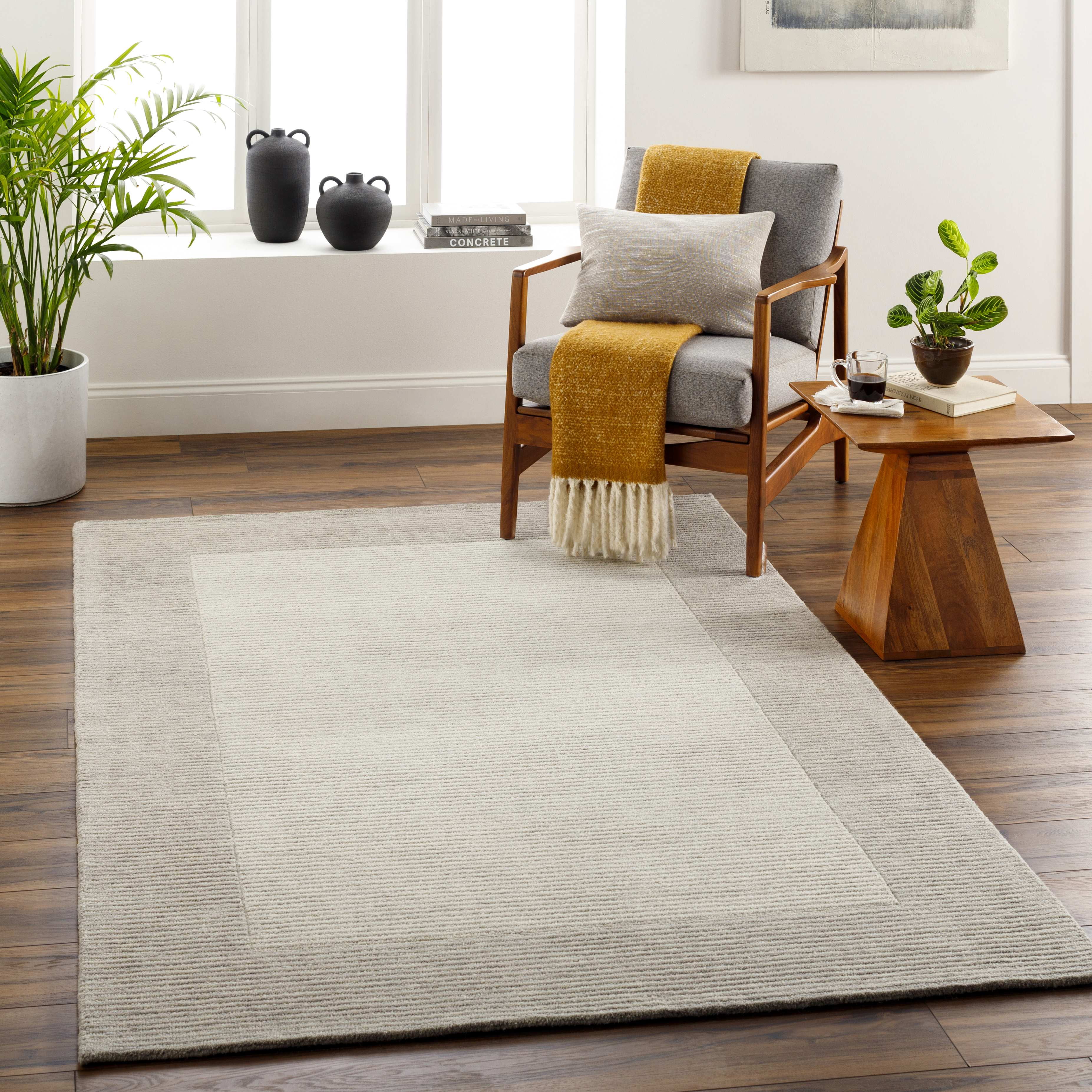 Mark&Day Wool Area Rugs, 5x7 Scot Modern Tan Khaki Area Rug (5' x 7'6 ...