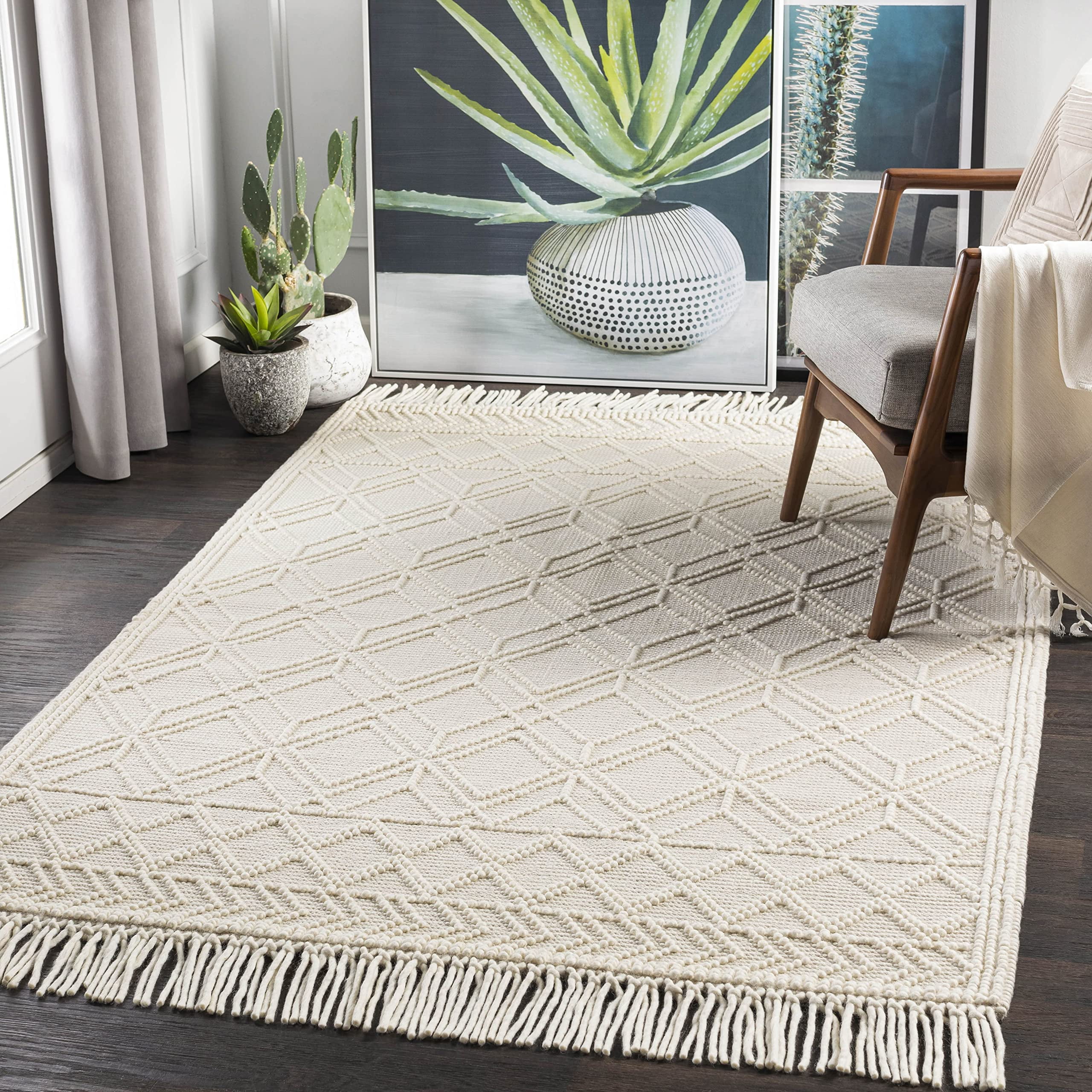 Staveley Beige Hand-Knotted Wool 5' x 7' Area Rug