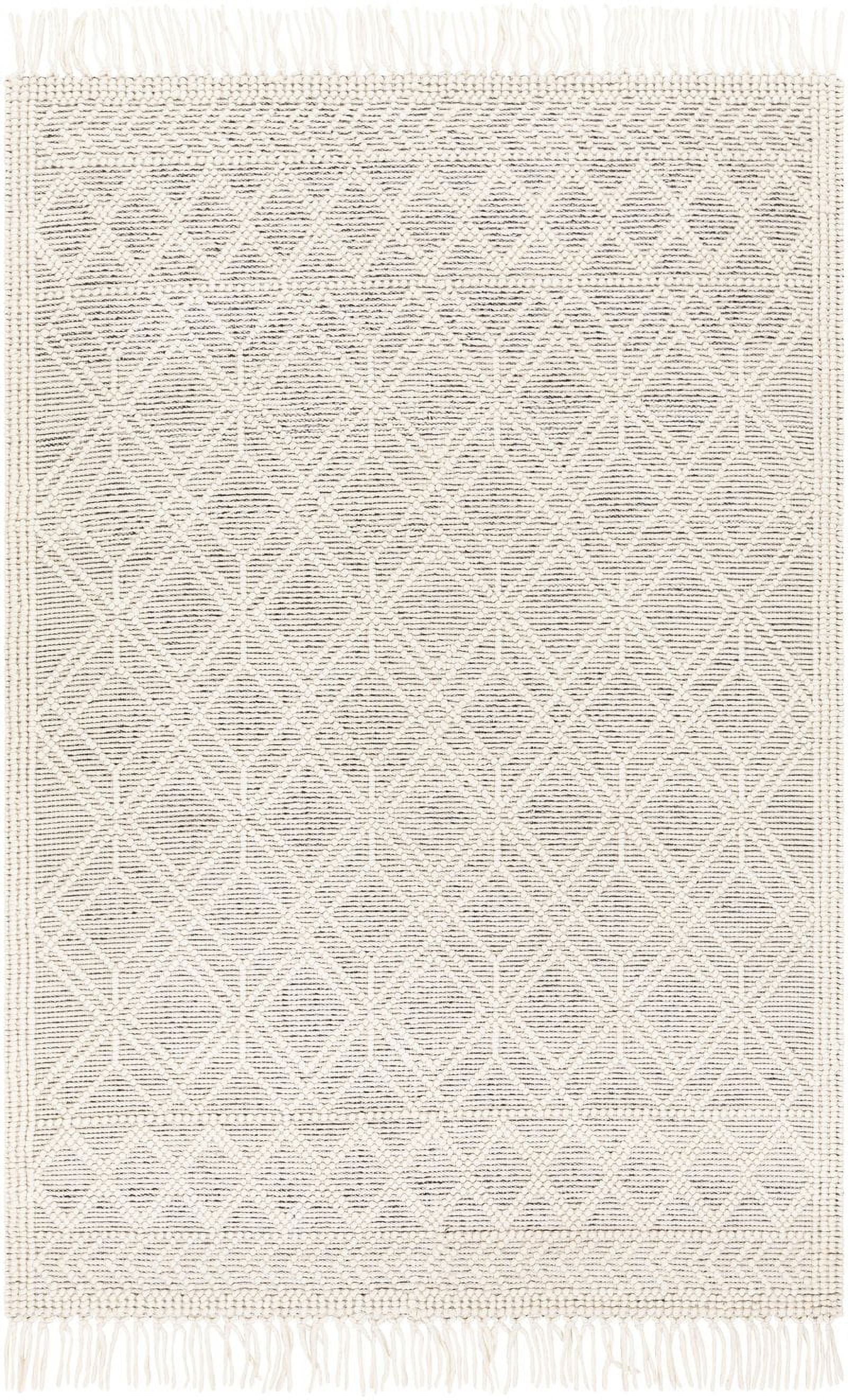 Ivory Wool Flat Woven Handmade 5' x 7' Area Rug