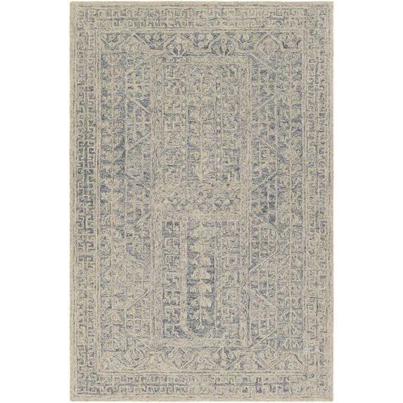 Mark&Day Wool Rugs, 5x7 Veenhof Traditional Dark Blue Area Rug, Navy Light Blue Ivory Carpet for Living Room, Bedroom or Kitchen (5' x 7'6")