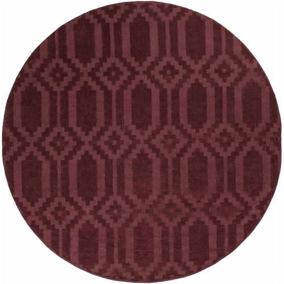 Mark&Day Wool Rugs, 6ft Round Audric Modern Burgundy Area Rug, Red Carpet for Living Room, Bedroom or Kitchen (6' Round)