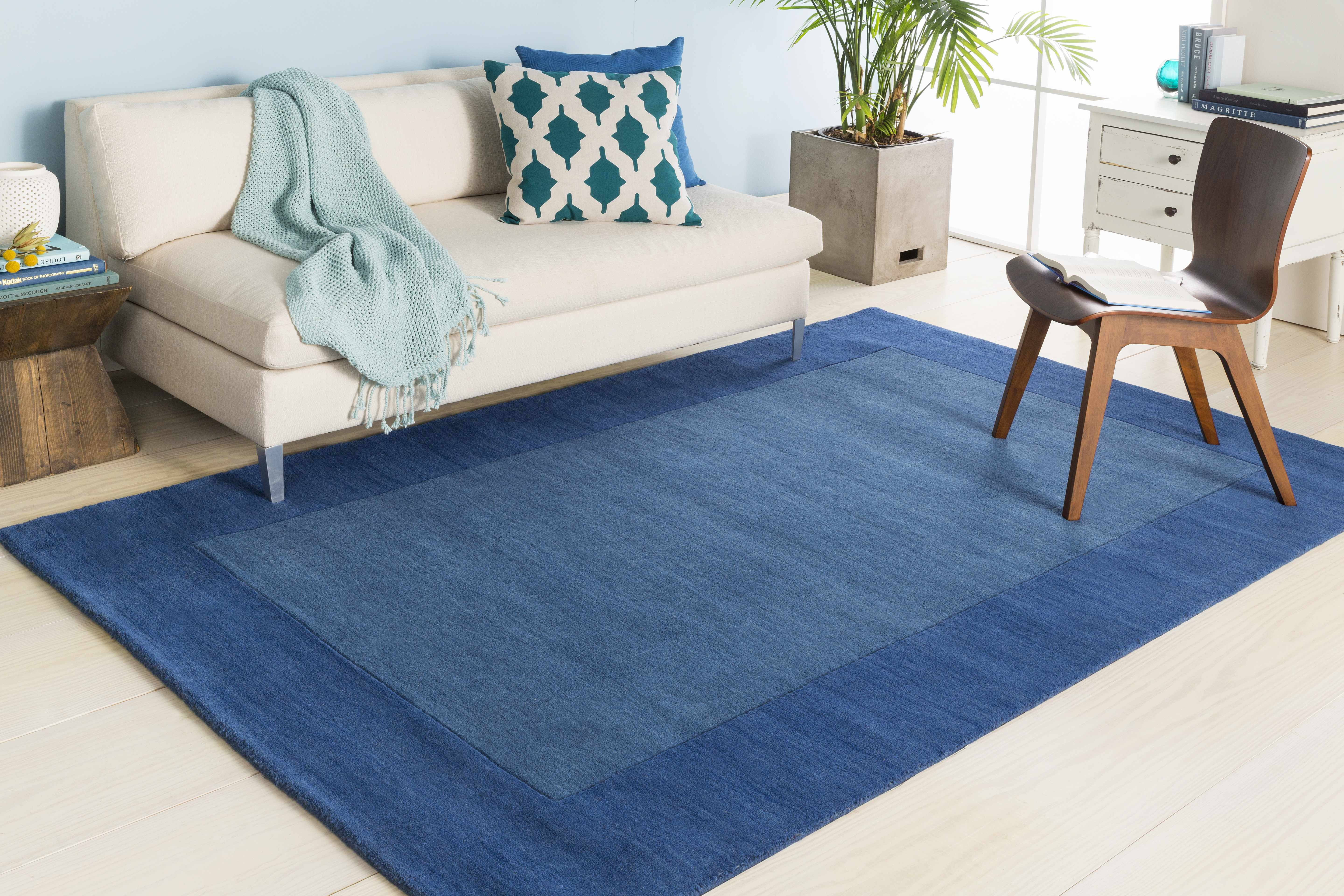 Mark&Day Wool Rugs, 6x6 Reims Modern Dark Blue Square Area Rug, Blue ...