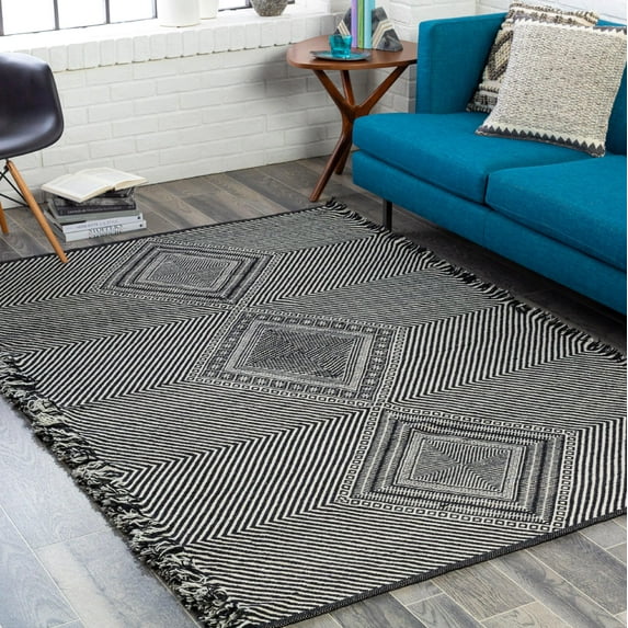 Mark&Day Wool Rugs, 6x9 Biere Global Gray Area Rug, Grey White Carpet for Living Room, Bedroom or Kitchen (6' x 9')