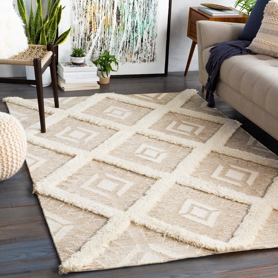 Mark&Day Wool Area Rugs, 6x9 Granville Global Tan Area Rug (6' x 9')