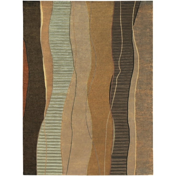 Mark&Day Wool Rugs, 8x11 Harrell Modern Brown Area Rug, Brown Black Carpet for Living Room, Bedroom or Kitchen (8' x 11')