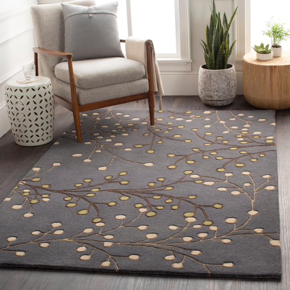 Mark&Day Wool Rugs, 8x11 Le Havre Cottage Gray Area Rug, Grey Cream Yellow Carpet for Living Room, Bedroom or Kitchen (8' x 11')