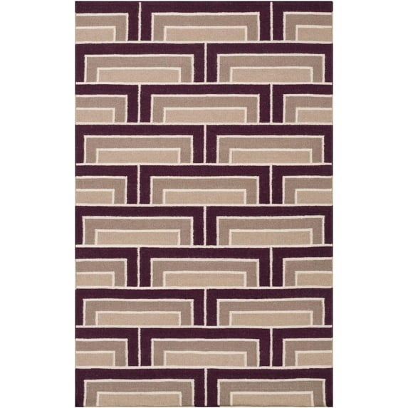 Mark&Day Wool Rugs, 8x11 Opelika Modern Orange/Purple/Beige Area Rug, Purple Beige Brown Carpet for Living Room, Bedroom or Kitchen (8' x 11')
