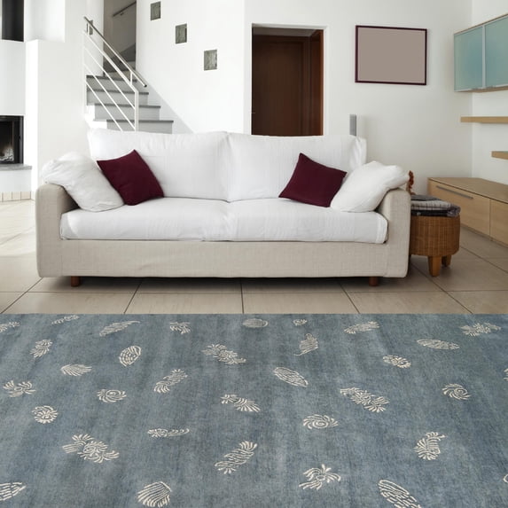 Mark&Day Wool Rugs, 8x11 Telfair Modern Blue/Light Gray Area Rug, Blue Grey Carpet for Living Room, Bedroom or Kitchen (8' x 11')