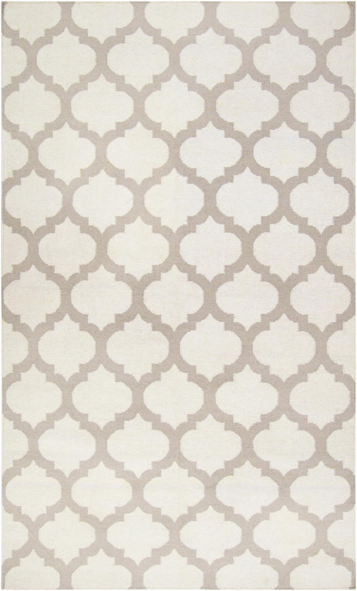 Handmade Ivory Wool Oval Trellis Area Rug 8' x 11'