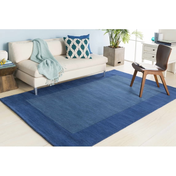 Mark&Day Wool Rugs, 8x8 Reims Modern Dark Blue Square Area Rug, Blue Carpet for Living Room, Bedroom or Kitchen (8' Square)