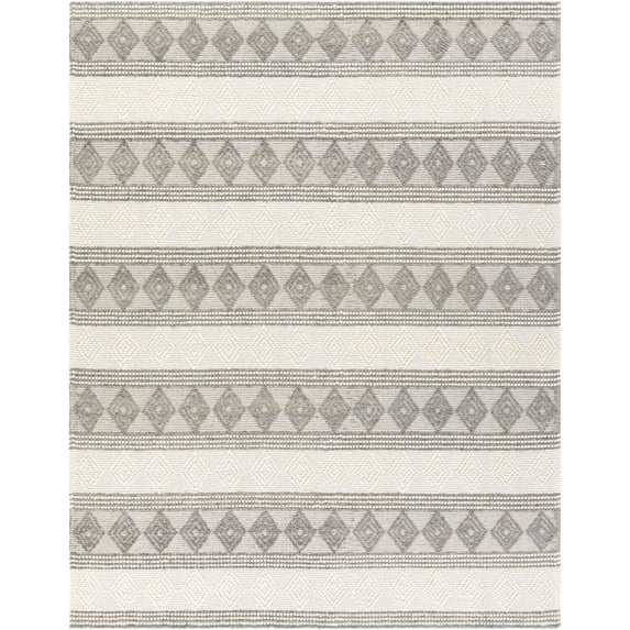 Mark&Day Wool Rugs, 9x12 Colville Cottage Charcoal Area Rug, Grey White Carpet for Living Room, Bedroom or Kitchen (9' x 12')