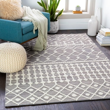 Mark&Day Wool Area Rugs, 9x12 Newlyn Global Charcoal Area Rug (8'10" x 12')