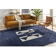 thumbnail image 1 of Mark&Day Wool Rugs, 9x12 Waterop Global Dark Blue Area Rug, Blue Beige Carpet for Living Room, Bedroom or Kitchen (8'10" x 12'), 1 of 5