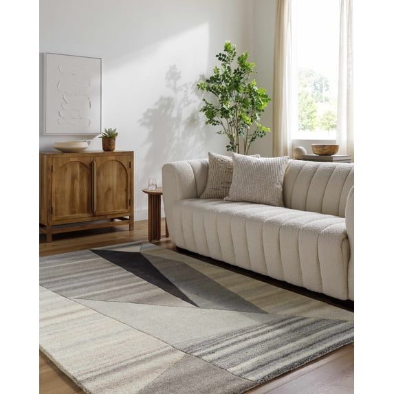 Mark&Day Wool Rugs, 12x15 Lollum Modern Metallic - Silver Area Rug, Grey Silver Carpet for Living Room, Bedroom or Kitchen (12' x 15')