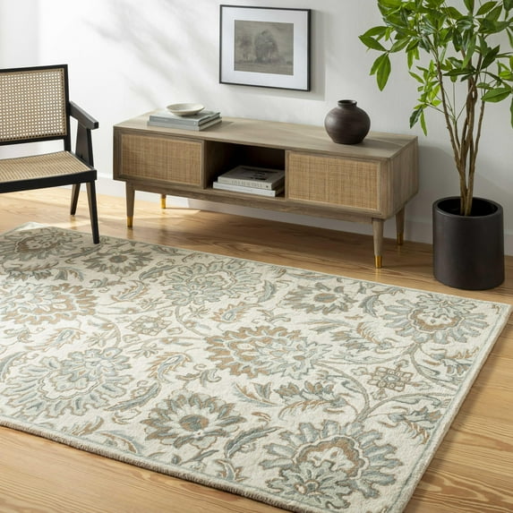 Mark&Day Wool Rugs, 12x15 Lyon Traditional Ivory Area Rug, Black Brown Green Carpet for Living Room, Bedroom or Kitchen (12' x 15')