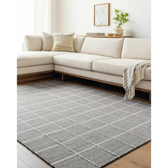 Mark&Day Wool Rugs, 2x3 Ishaq Cottage Grey Area Rug, Grey Silver Carpet for Living Room, Bedroom or Kitchen (2' x 3')