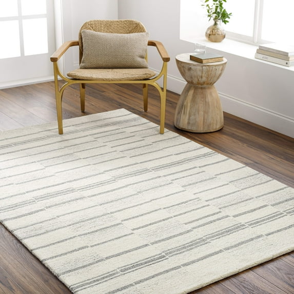 Mark&Day Wool Rugs, 2x3 Kerkeind Global Light Beige/Medium Gray Area Rug, Ivory Brown Carpet for Living Room, Bedroom or Kitchen (2' x 3')