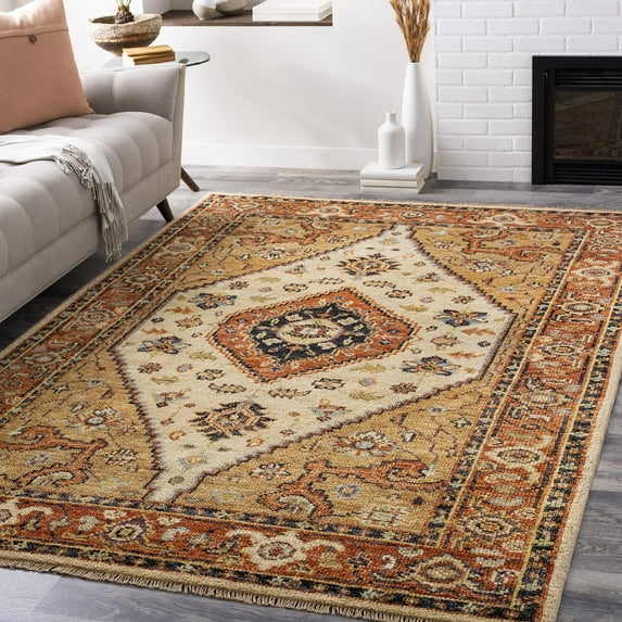 Mark&Day Wool Rugs, 2x3 Lauren Traditional Burnt Orange Area Rug, Orange Brown Carpet for Living Room, Bedroom or Kitchen (2' x 3')
