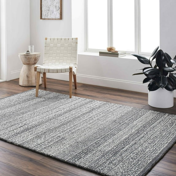Mark&Day Wool Rugs, 2x3 Melun Global Charcoal/Cream Area Rug, Grey Cream Carpet for Living Room, Bedroom or Kitchen (2' x 3')