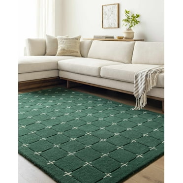 Mark&Day Wool Rugs, 4x6 Richad Modern Dark Green Area Rug (3'6" x 5'6")