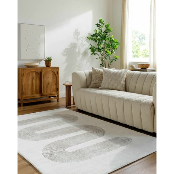 Mark&Day Wool Rugs, 5x7 Carla Modern Taupe Area Rug, Ivory Taupe Carpet for Living Room, Bedroom or Kitchen (5' x 7'6")