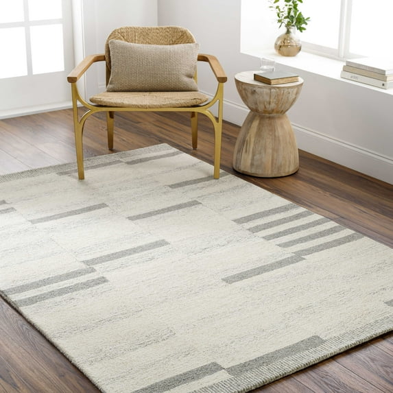 Mark&Day Wool Rugs, 5x7 Kerkeinde Global Light Beige/Light Gray Area Rug, Beige Grey Carpet for Living Room, Bedroom or Kitchen (5' x 7'6")