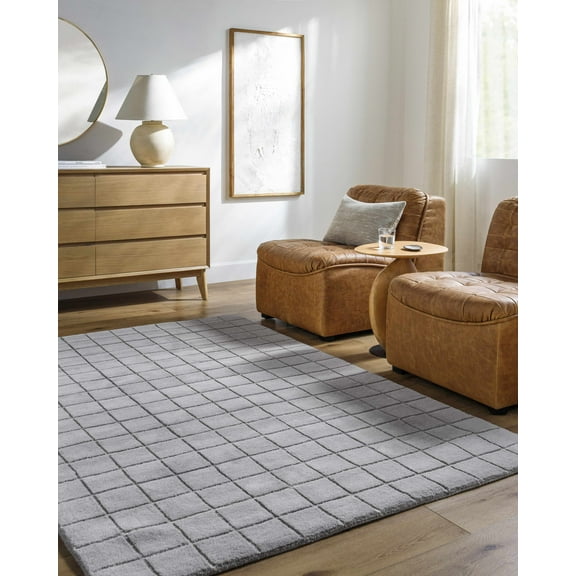 Mark&Day Wool Rugs, 5x7 Nasreen Modern Slate Area Rug, Grey Carpet for Living Room, Bedroom or Kitchen (5' x 7'6")