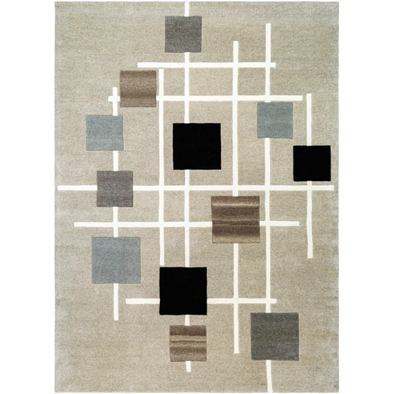 Mark&Day Wool Rugs, 5x8 Charlo Modern Grey Area Rug, Green Grey Black Carpet for Living Room, Bedroom or Kitchen (5' x 8')