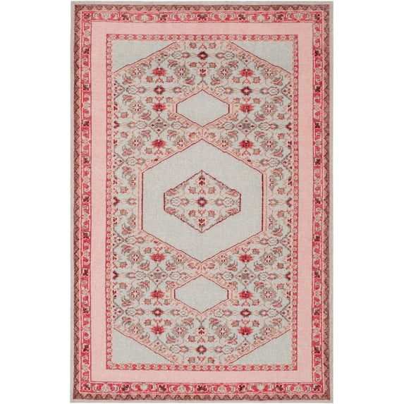 Mark&Day Wool Rugs, 5x8 Scafati Traditional Sea Foam Area Rug, Green Pink Red Carpet for Living Room, Bedroom or Kitchen (5'6" x 8'6")