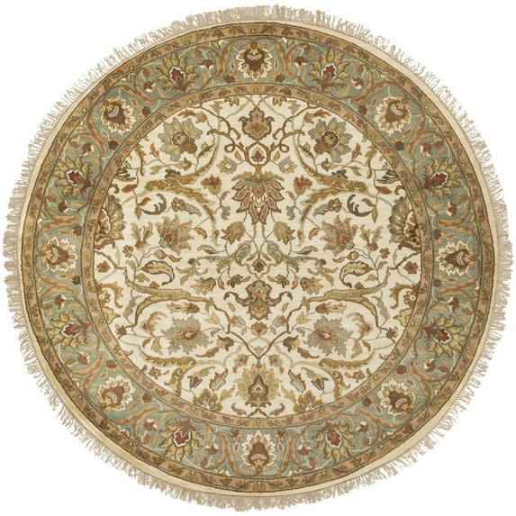 Mark&Day Wool Rugs, 8ft Round Wadley Traditional Brown/Tan Area Rug, Green Brown Blue Carpet for Living Room, Bedroom or Kitchen (8' Round)