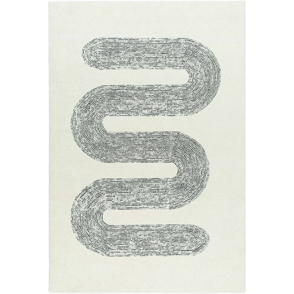 Mark&Day Wool Rugs, 8x10 Carla Modern Charcoal Area Rug, Ivory Grey Carpet for Living Room, Bedroom or Kitchen (8' x 10')