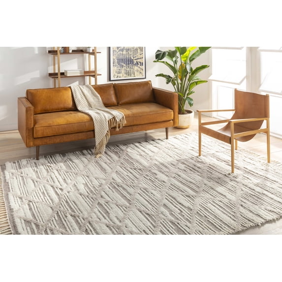 Mark&Day Wool Rugs, 8x10 Weert Global Medium Gray Area Rug, Grey Green Brown Carpet for Living Room, Bedroom or Kitchen (8' x 10')