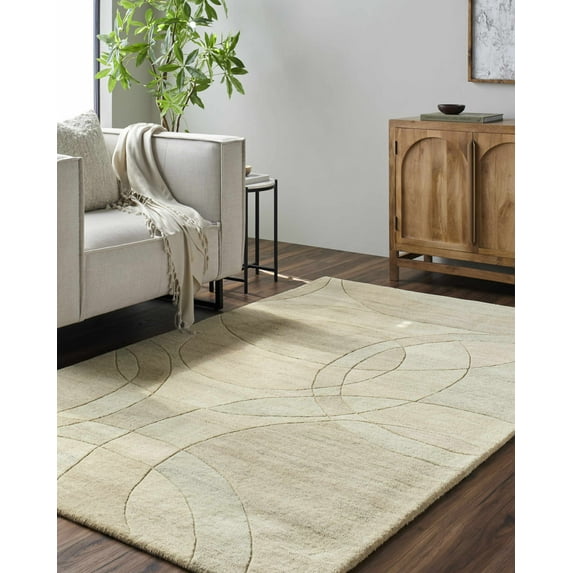 Mark&Day Wool Rugs, 9x12 Besancon Modern Ash Area Rug, Beige Cream Carpet for Living Room, Bedroom or Kitchen (9' x 12')