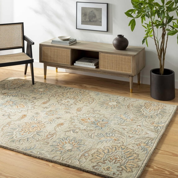 Mark&Day Wool Rugs, 9x12 Lyon Traditional Medium Brown Area Rug, Blue Brown Orange Carpet for Living Room, Bedroom or Kitchen (9' x 12')
