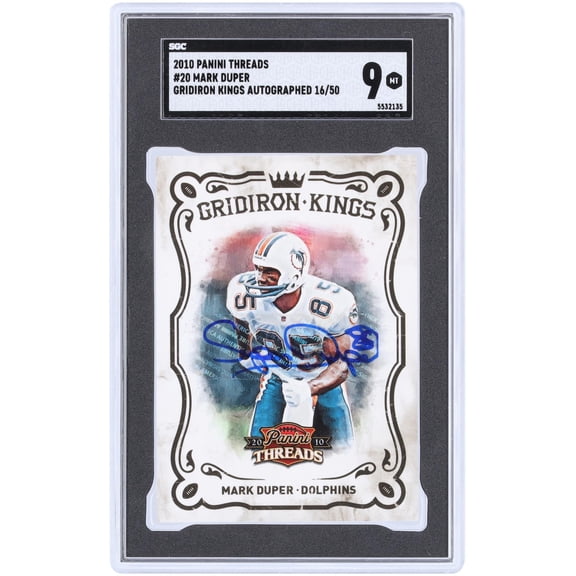 Mark Duper Miami Dolphins Autographed 2010 Panini Threads Gridiron Kings #20 #16/50 SGC Authenticated 9 Card - Fanatics Authentic Certified