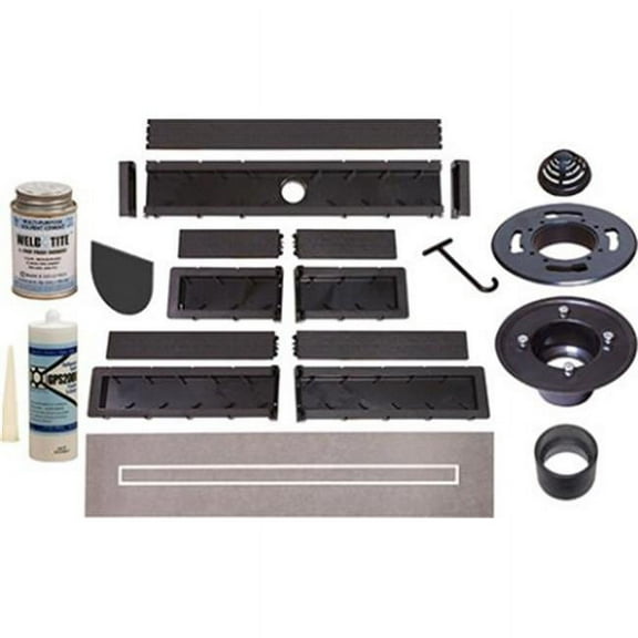 Mark E Industries 60in Shower Drain Full Install Kit with Tile-On Insert Top