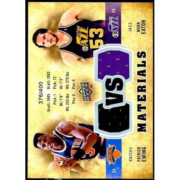 Mark Eaton Patrick Ewing Card 2009-10 Upper Deck VS Dual Materials #VSEE